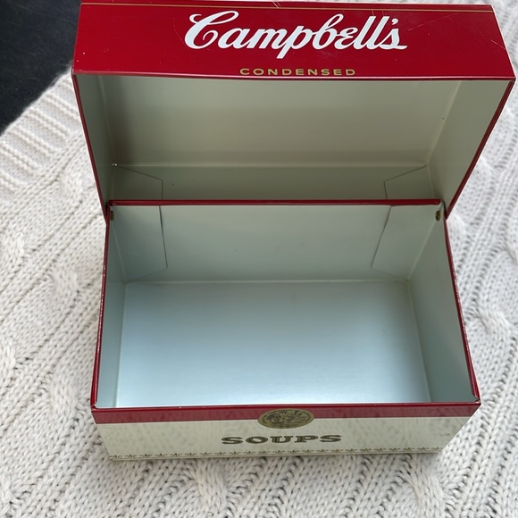 Vtg 1970s Campbell's Soup Metal Tin Storage Box empty holds standard index cards - Picture 7 of 10